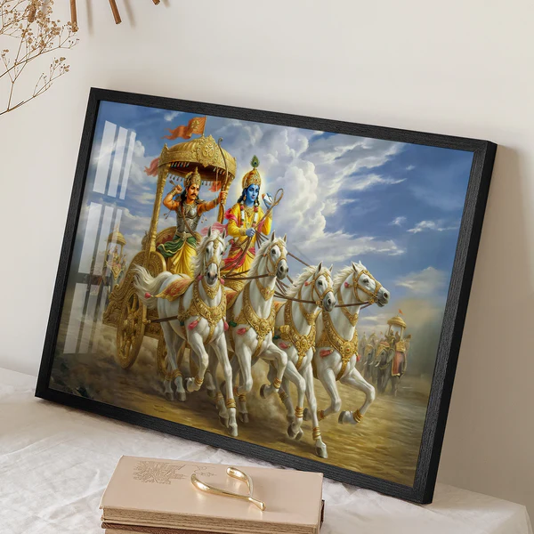 Krishna Arjun Mahabharata Battle Scene Artwork – 14 x 21 Inch